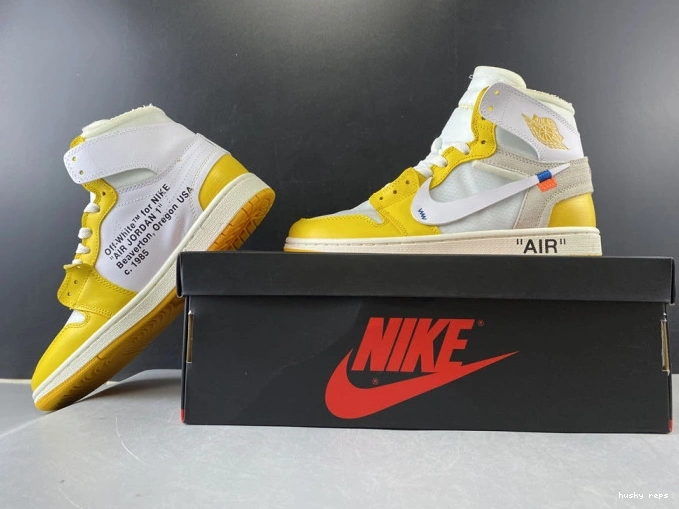 Rep Husky Air White Yellow-Cone Powder Off-White 1 Jordan NRG x Dark AQ0818-149 0729